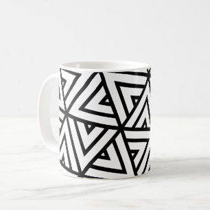 Mug Hexagons noir blanc Triangles Motif monochrome