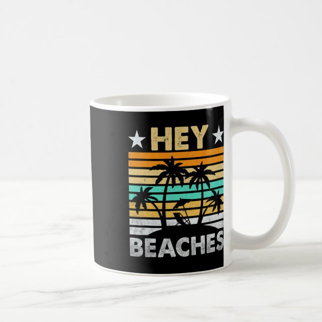 Mug Hey Beaches Hola Retro Sunset Funny Beach Vacances (Droite)