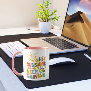 Mug Hey Sunshine, Fleurs tendance Retro Vegan