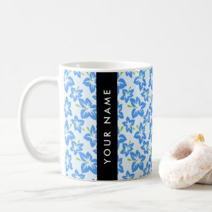 Mug Hibiscus Bleu, Fleurs Bleues, Votre Nom
