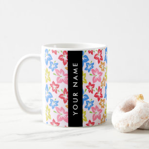 Mug Hibiscus Coloré, Motif De Fleurs, Votre Nom