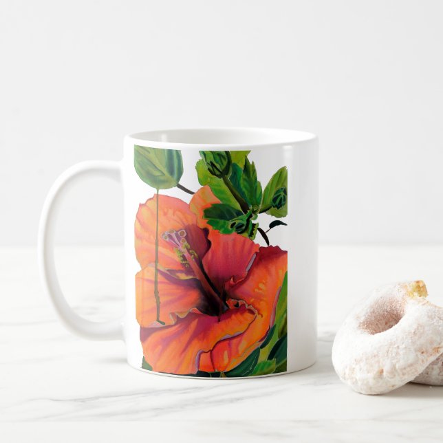 Mug Hibiscus d'oranger tropical d'été (Avec donut)