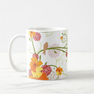 Mug Hibiscus et hirondelles Jardin floral élégant