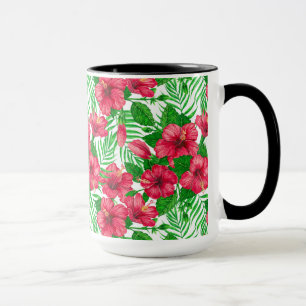 Mug Hibiscus et palmiers feuilles