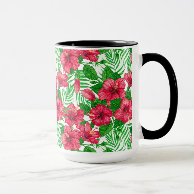 Mug Hibiscus et palmiers feuilles (Droite)