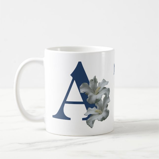 Mug Hibiscus Fleur Monogramme Initial A Nom (Gauche)