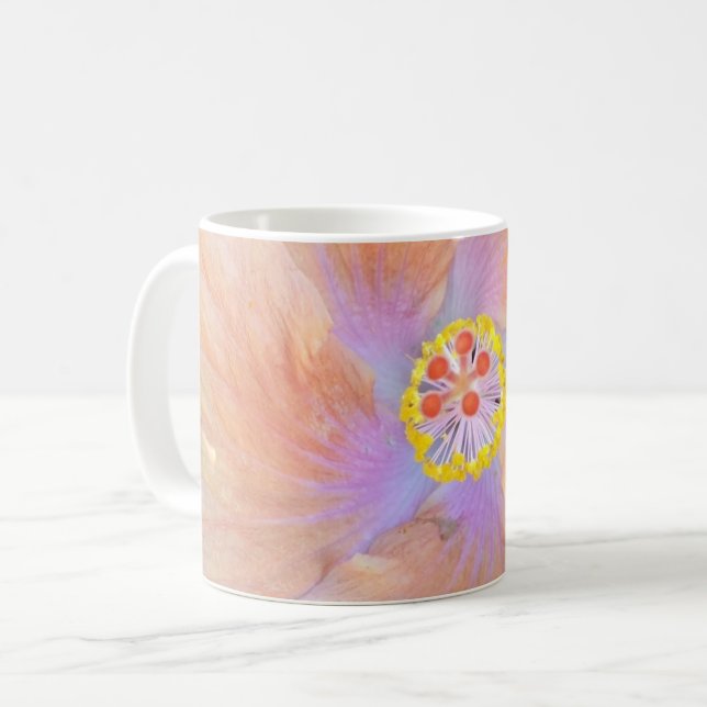 Mug Hibiscus fleur tropicale rose or mignon été (Devant gauche)