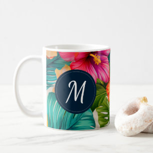 Mug Hibiscus floral tropical Monogramme
