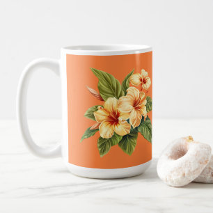 Mug Hibiscus jaune Motif sur Orange