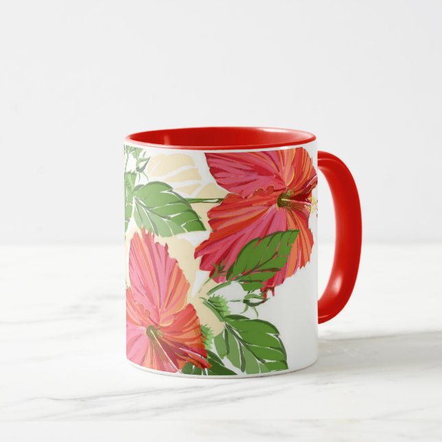 Mug Hibiscus rouge (Devant droit)