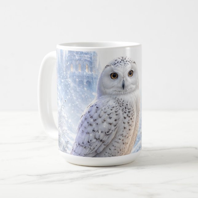 Mug Hibou Blanc Magie d'Hiver (Devant gauche)