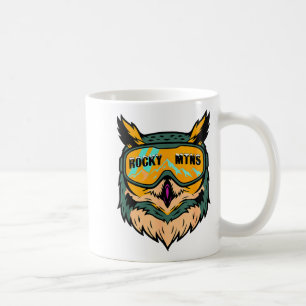 Mug Hibou coloré amusant portant des lunettes de ski h