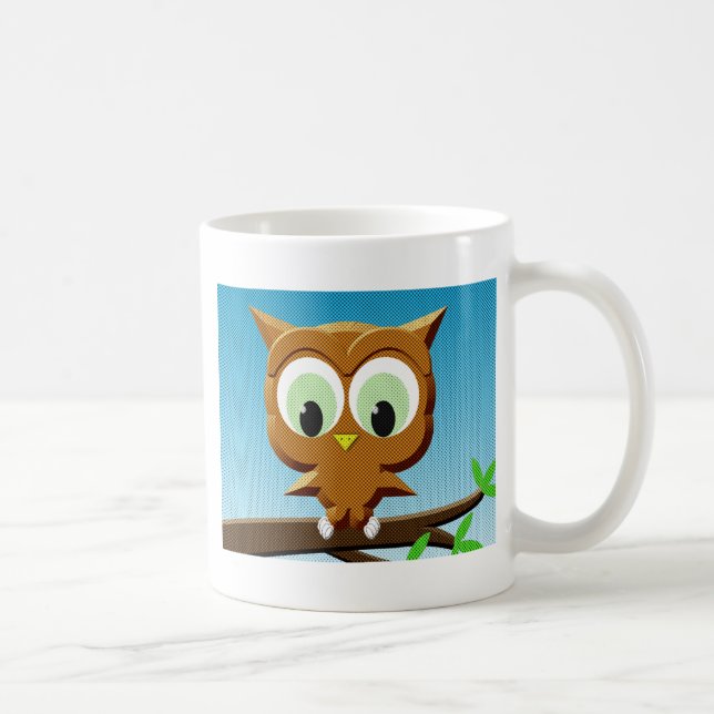 Mug Hibou de bande dessinée sur papier journal (Droite)