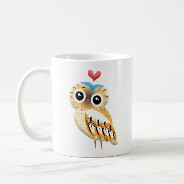 Mug hibou de l'amour de la Mug, illustration de chouet (Gauche)