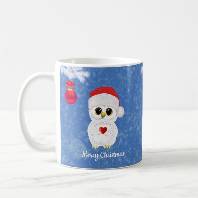 Mug Hibou de Noël blanc (Gauche)