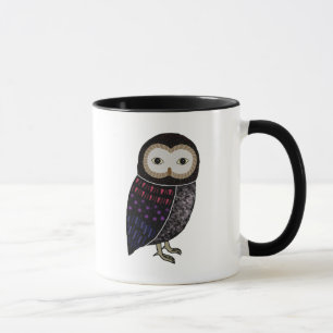 Mug Hibou de noir d'illustration d'oiseau de faune de