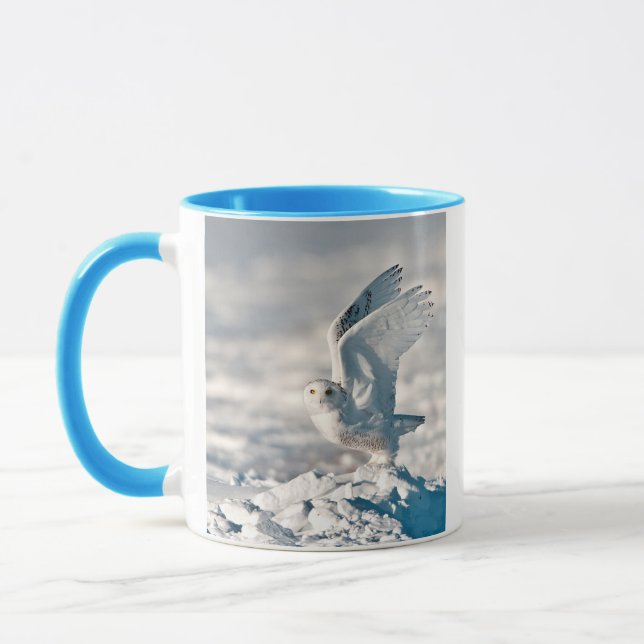 Mug Hibou des neiges décollant de la neige (Gauche)