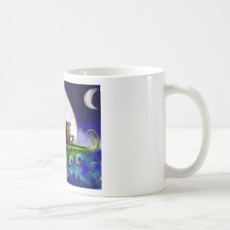Mug hibou et l'illustration vibrante moderne de minou