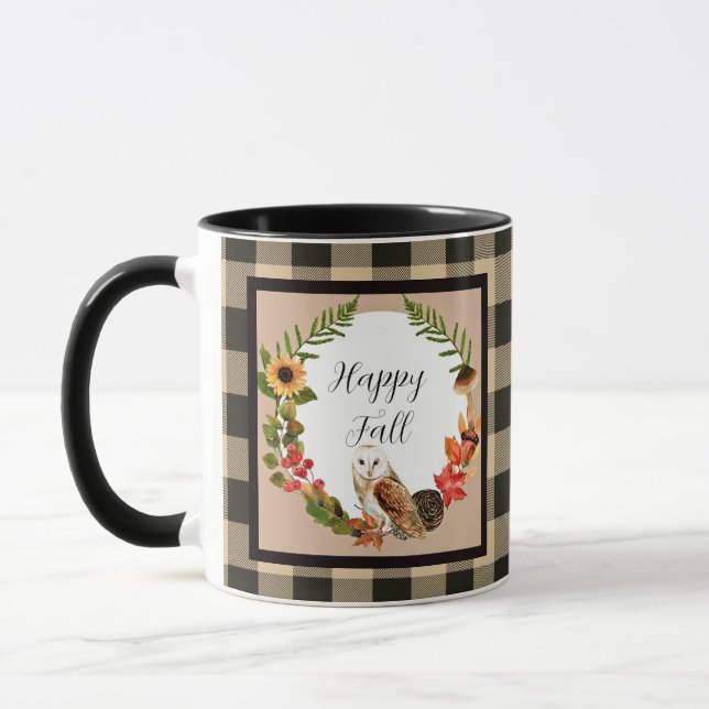 Mug Hibou et nature avec texte personnalisable  (Gauche)