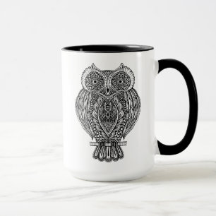 Mug Hibou fleuri tiré par la main inspiré