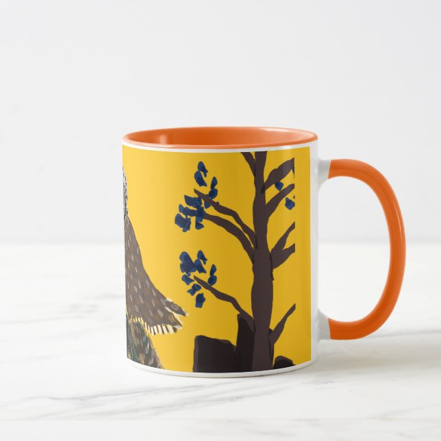 Mug Hibou folklorique sur souche d'arbre (Droite)
