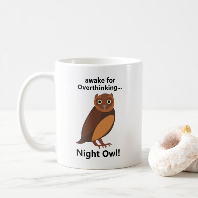 Mug Hibou Nocturne Rêveur Drôle (Avec donut)