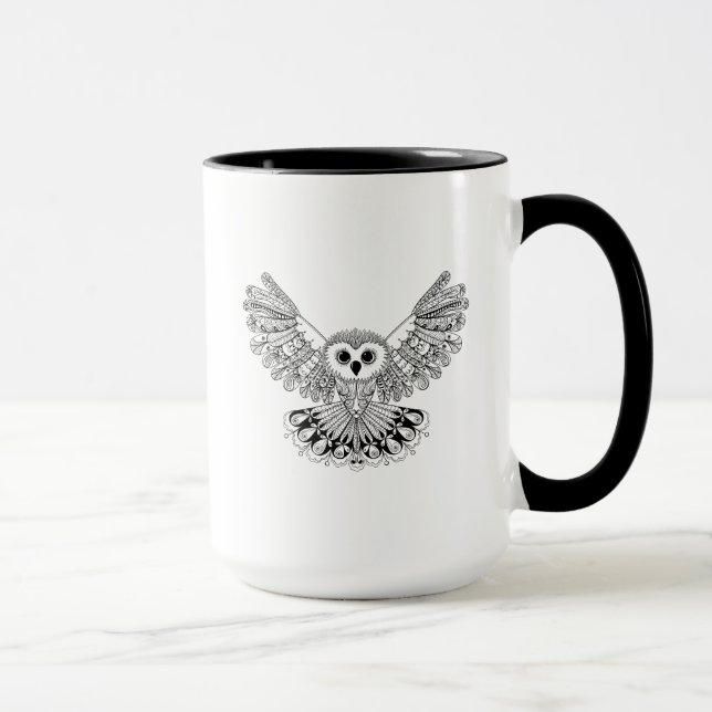 Mug Hibou noir de style (Droite)