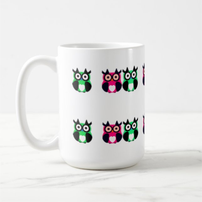 Mug hibou, oiseau, hibou du dessin animé (Gauche)