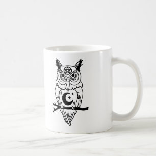 Mug Hibou païen avec le pentagramme et la lune