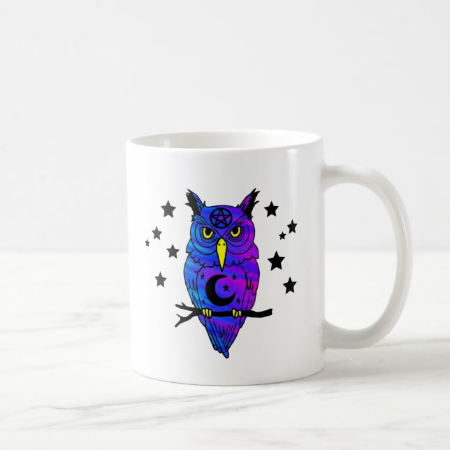 Mug Hibou païen psychédélique bleu (Droite)