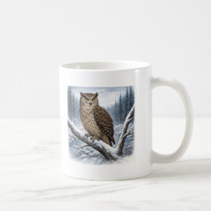 Mug Hibou pêcheur de Blakiston dans une forêt hivernal