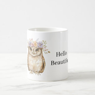 Mug Hibou portant des fleurs
