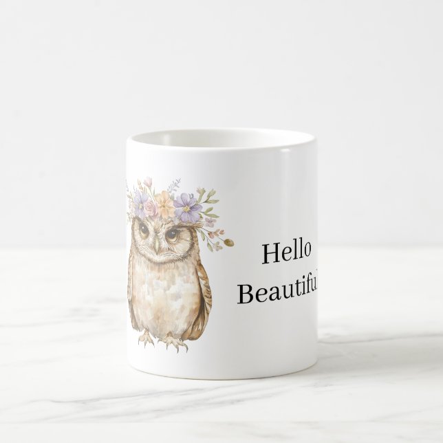Mug Hibou portant des fleurs (Centre)