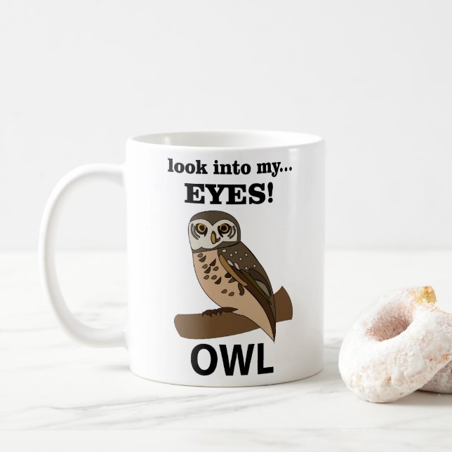 Mug Hibou Regarde Dans Mes Yeux Hibou (Avec donut)