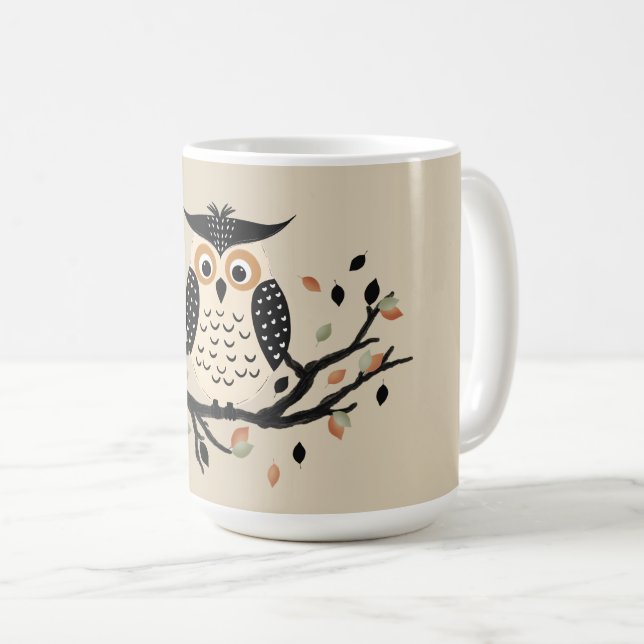 Mug Hibou sur une branche (Devant droit)