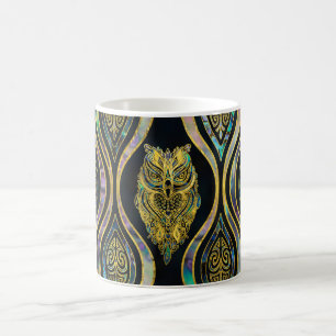 Mug Hibou tribal d'or sur le motif d'ormeau de Boho