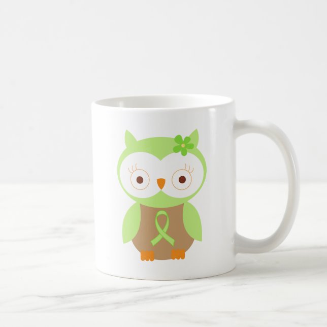Mug Hibou vert clair de conscience de ruban (Droite)