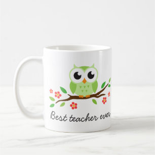 Mug Hibou vert sur le meilleur texte de coutume de