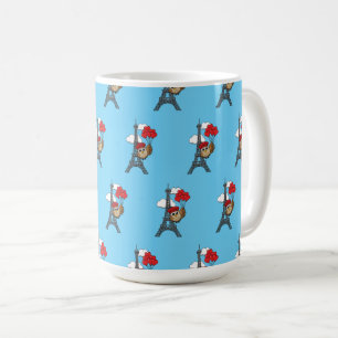 Mug Hibou volant avec des ballons de coeur à Paris