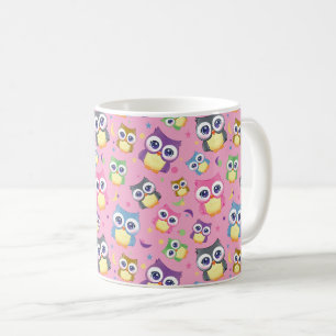 Mug Hiboux de dessin animé mignons ciel nocturne lune 