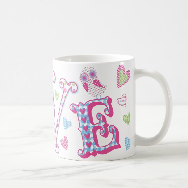 Mug Hiboux doux d'amour petits en guingan (Droite)