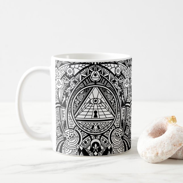 Mug Hiéroglyphes égyptiens - Motif Cool (Avec donut)