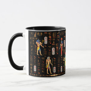 Mug Hiéroglyphes et divinités de l'Égypte d'or sur le 
