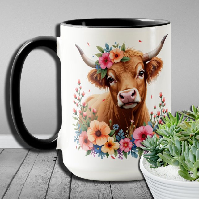 Mug Highland Charm Designs Cute Scottish Highland Cow (Créateur téléchargé)