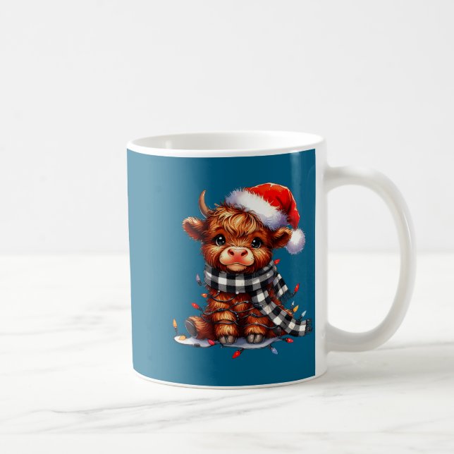 Mug Highland Cow Christmas Santa Hat Mooey Xmas Heifer (Droite)