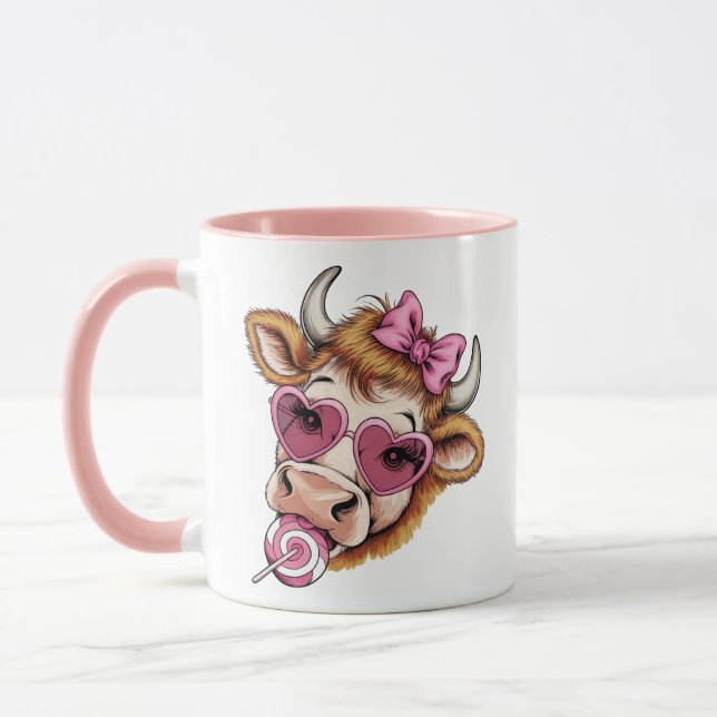 Mug Highland Cow Valentine Coquette Saint-Valentin (Gauche)
