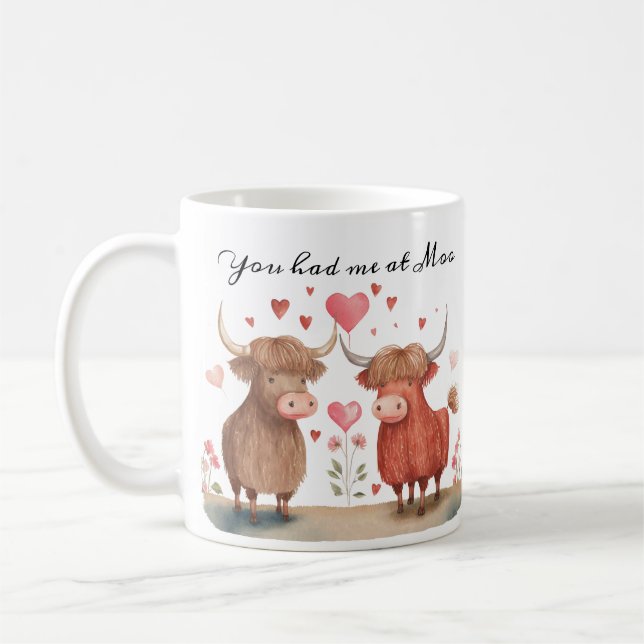 Mug Highland Cow Vous m'avez eu à Moo Valentines Day M (Gauche)