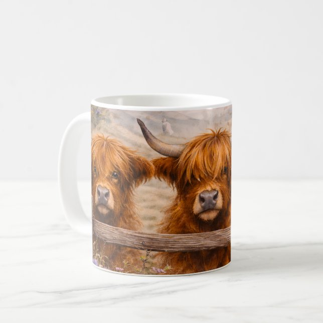Mug Highland Cow - Watercolour Animals (Devant gauche)