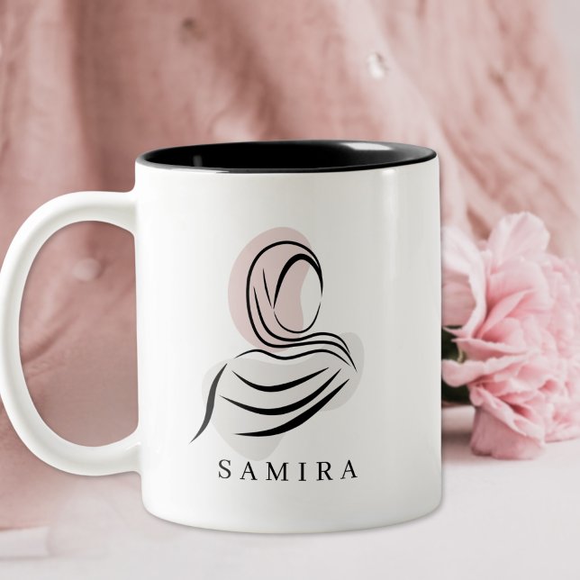 Mug Hijab Personnalisé Élégant avec Nom | Coran 7: (Alhamdulillah 🤍 A meaningful gift of faith and elegance—personalised just for her.)