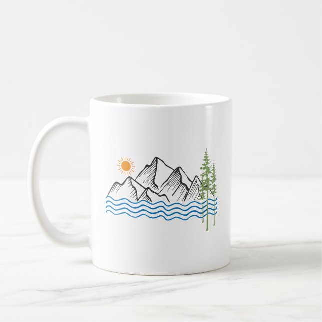 Mug hiking and camping in mountains graphic (Gauche)